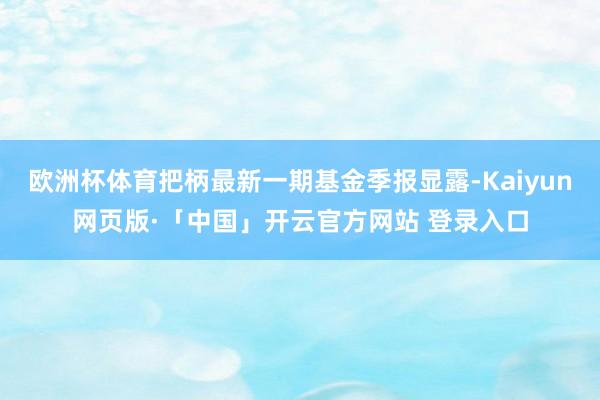 欧洲杯体育把柄最新一期基金季报显露-Kaiyun网页版·「中国」开云官方网站 登录入口